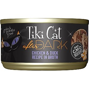 Tiki Cat After Dark Chicken & Duck Recipe in Broth Grain-Free Wet Cat Food, 2.8-oz can, case of 12