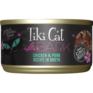Tiki Cat After Dark Chicken & Pork Recipe in Broth Grain-Free Wet Cat Food, 2.8-oz can, case of 12