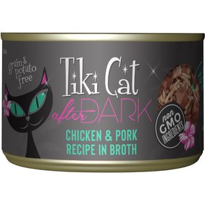 Tiki Cat After Dark Chicken & Pork Recipe in Broth Grain-Free Wet Cat Food, 5.5-oz can, case of 8