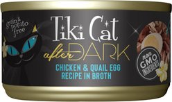 Tiki Cat After Dark Chicken & Quail Egg Recipe in Broth Grain-Free Wet Cat Food, 2.8-oz can, case of 12