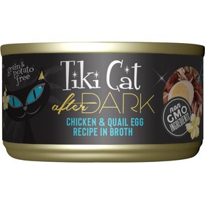 Tiki Cat After Dark Chicken & Quail Egg Recipe in Broth Grain-Free Wet Cat Food, 2.8-oz can, case of 12