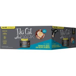 Tiki Cat After Dark Chicken & Quail Egg Recipe in Broth Grain-Free Wet Cat Food, 5.5-oz can, case of 12