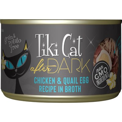 Tiki Cat Tiki Cat After Dark Chicken & Quail Egg Recipe in Broth Grain-Free Wet Cat Food, 5.5-oz can, case of 8