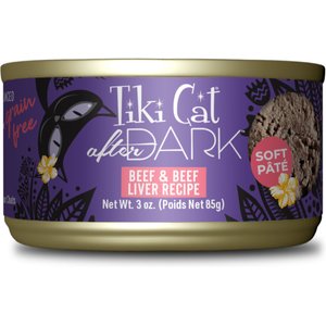 Tiki Cat After Dark Pate Beef & Beef Liver Recipe Grain-Free Wet Cat Food, 3-oz can, case of 12