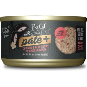 Tiki Cat After Dark Pate+ Chicken & Beef Grain-Free Wet Cat Food, 2.8-oz can, case of 12