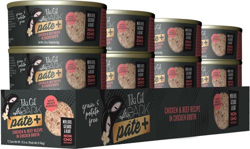 Show full view: Tiki Cat After Dark Pate+ Chicken & Beef Grain-Free Wet Cat Food, 2.8-oz can, case of 12 slide 3 of 12