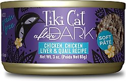 Tiki Cat After Dark Pate Chicken, Chicken Liver & Quail Recipe Grain-Free Wet Cat Food, 3-oz can, case of 12