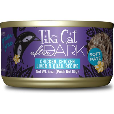 Tiki Cat Tiki Cat After Dark Pate Chicken, Chicken Liver & Quail Recipe Grain-Free Wet Cat Food, 3-oz can, case of 12