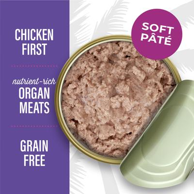 Show full view: Tiki Cat After Dark Pate Chicken, Chicken Liver & Quail Recipe Grain-Free Wet Cat Food, 3-oz can, case of 12 slide 6 of 10