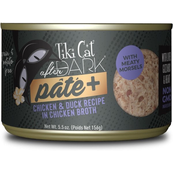 TIKI CAT After Dark Pate+ Chicken & Duck Grain-Free Wet Cat Food, 5.5 ... - Grain Free Wet Cat Food With Duck Fat