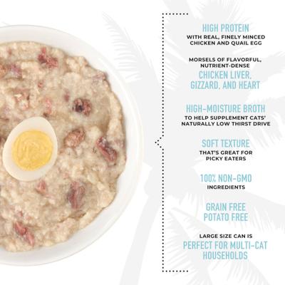 Show full view: Tiki Cat After Dark Pate+ Chicken & Quail Egg Grain-Free Wet Cat Food, 5.5-oz can, case of 8 slide 6 of 11