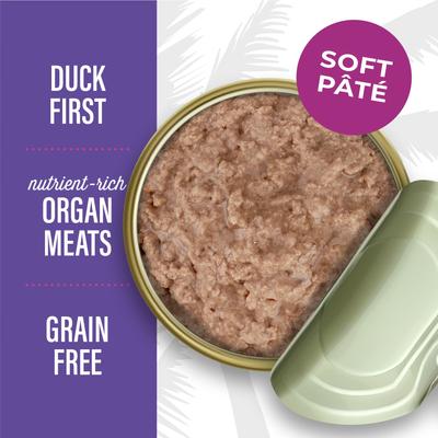 Show full view: Tiki Cat After Dark Pate Duck & Chicken Liver Recipe Grain-Free Wet Cat Food, 3-oz can, case of 12 slide 6 of 10