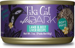 Tiki Cat After Dark Pate Lamb & Beef Liver Recipe Grain-Free Wet Cat Food, 3-oz can, case of 12