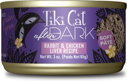 Tiki Cat After Dark Pate Rabbit & Chicken Liver Recipe Grain-Free Wet Cat Food, 3-oz can, case of 12