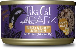 Tiki Cat After Dark Pate Turkey & Turkey Liver Recipe Grain-Free Wet Cat Food, 3-oz can, case of 12