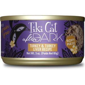 Tiki Cat After Dark Pate Turkey & Turkey Liver Recipe Grain-Free Wet Cat Food, 3-oz can, case of 12