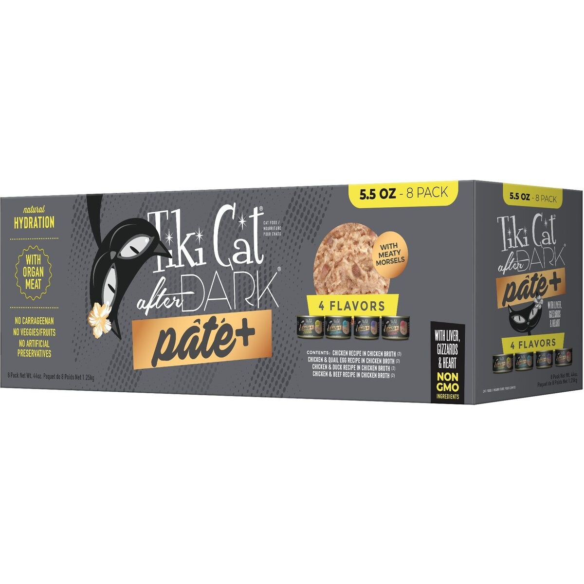 Tiki Cat After Dark Pate+ Variety Pack Grain-Free Wet Cat Food, 5.5-oz can, case of 8