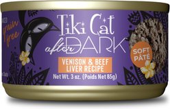 Tiki Cat After Dark Pate Venison & Beef Liver Recipe Grain-Free Wet Cat Food, 3-oz can, case of 12