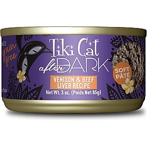 Tiki Cat After Dark Pate Venison & Beef Liver Recipe Grain-Free Wet Cat Food, 3-oz can, case of 12
