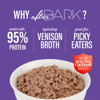 Show full view: Tiki Cat After Dark Pate Venison & Beef Liver Recipe Grain-Free Wet Cat Food, 3-oz can, case of 12 slide 5 of 11