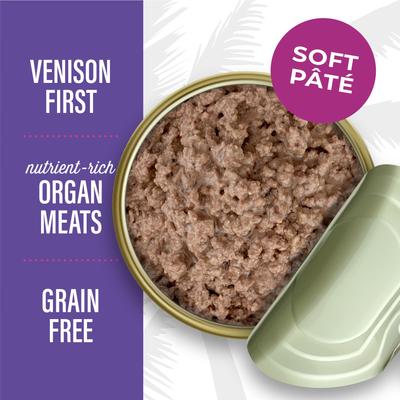 Show full view: Tiki Cat After Dark Pate Venison & Beef Liver Recipe Grain-Free Wet Cat Food, 3-oz can, case of 12 slide 6 of 11