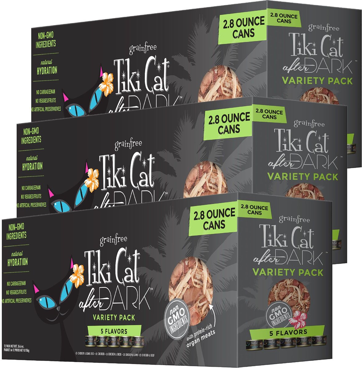 TIKI CAT After Dark Variety Pack Canned Cat Food, 2.8-oz, case of 12 ...