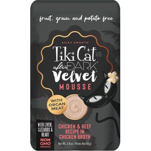 Tiki Cat After Dark Velvet Mousse Chicken & Beef Grain-Free Wet Cat Food, 2.8-oz pouch, case of 12