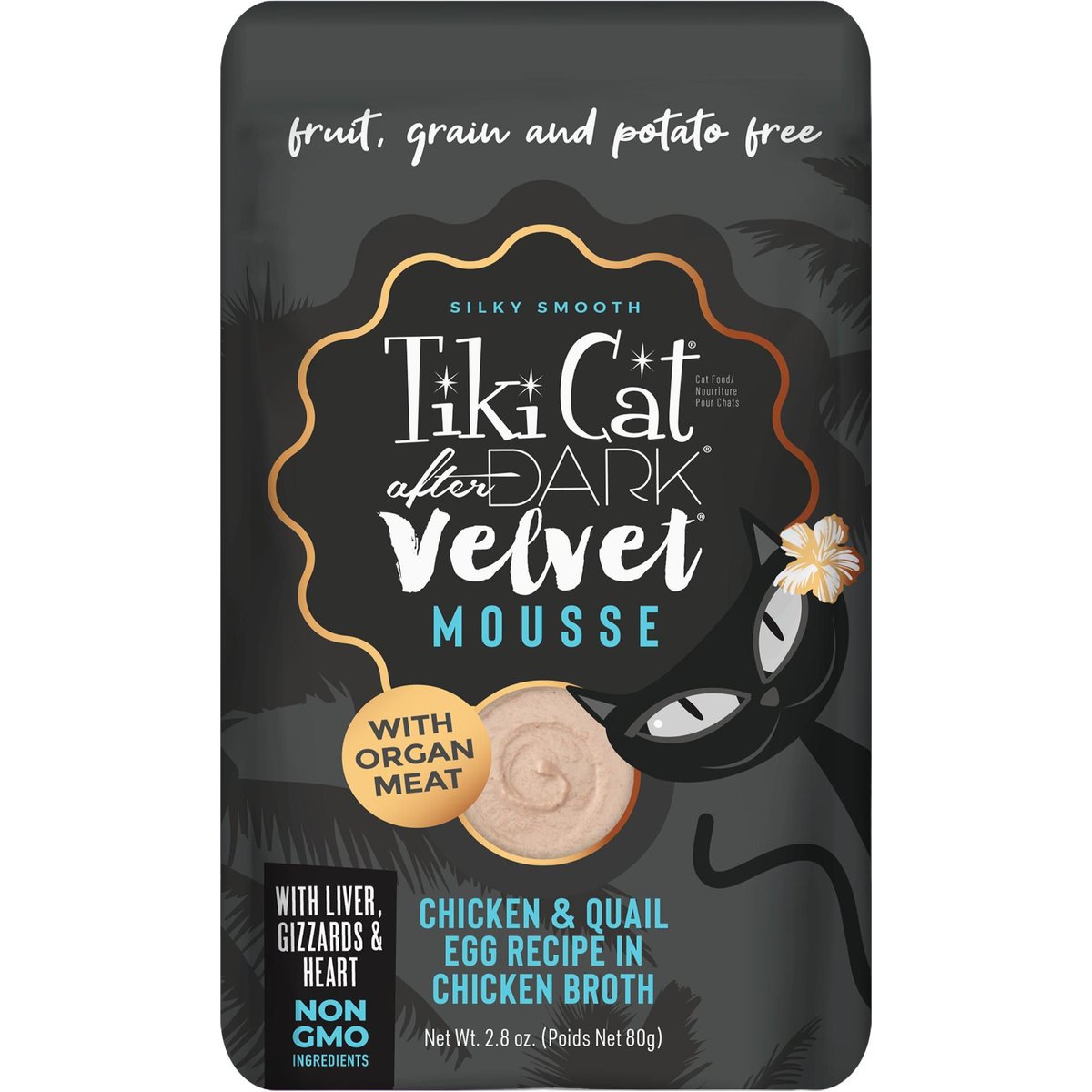 Tiki Cat After Dark Velvet Mousse Chicken & Quail Egg Grain-Free Wet Cat Food, 2.8-oz pouch, case of 12