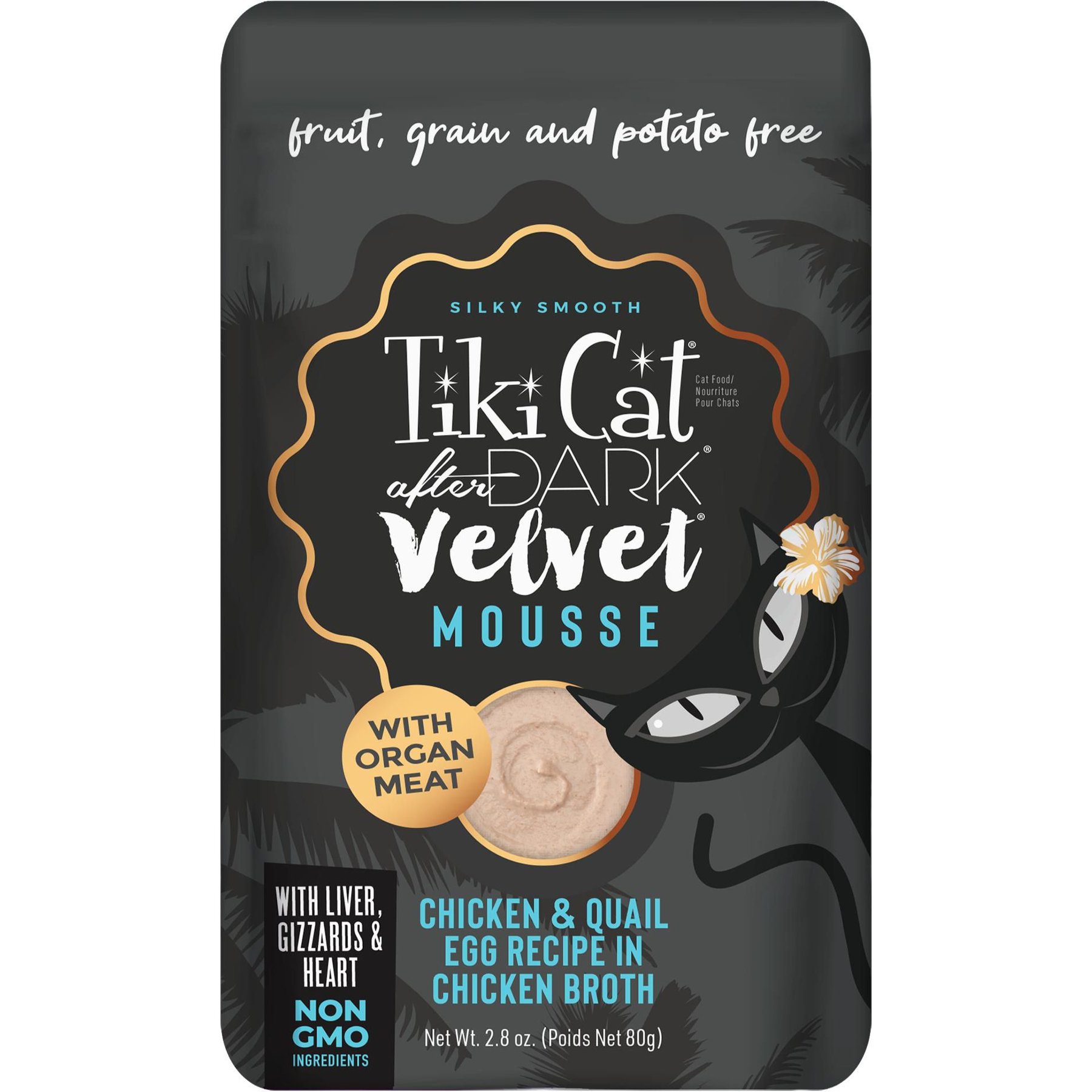 Tiki Cat After Dark Velvet Mousse Chicken & Quail Egg Grain-Free Wet Cat Food, 2.8-oz pouch, case of 12