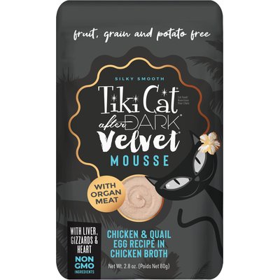 Tiki Cat Tiki Cat After Dark Velvet Mousse Chicken & Quail Egg Grain-Free Wet Cat Food, 2.8-oz pouch, case of 12