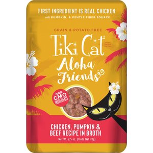 Tiki Cat Aloha Friends Chicken, Pumpkin & Beef Recipe in Broth Grain-Free Wet Cat Food, 2.5-oz pouch, case of 12