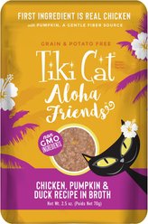 Tiki Cat Aloha Friends Chicken, Pumpkin & Duck Recipe in Broth Grain-Free Wet Cat Food, 2.5-oz pouch, case of 12