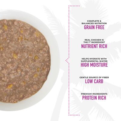 Show full view: Tiki Cat Aloha Friends Chicken, Pumpkin & Duck Recipe in Broth Grain-Free Wet Cat Food, 2.5-oz pouch, case of 12 slide 6 of 11