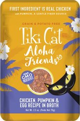 Tiki Cat Aloha Friends Chicken, Pumpkin & Egg Recipe in Broth Grain-Free Wet Cat Food, 2.5-oz pouch, case of 12