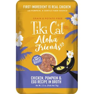 Tiki Cat Aloha Friends Chicken, Pumpkin & Egg Recipe in Broth Grain-Free Wet Cat Food, 2.5-oz pouch, case of 12