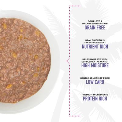 Show full view: Tiki Cat Aloha Friends Chicken, Pumpkin & Egg Recipe in Broth Grain-Free Wet Cat Food, 2.5-oz pouch, case of 12 slide 6 of 11