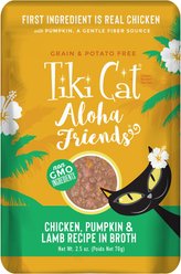 Tiki Cat Aloha Friends Chicken, Pumpkin & Lamb Recipe in Broth Grain-Free Wet Cat Food, 2.5-oz pouch, case of 12