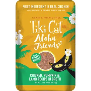 Tiki Cat Aloha Friends Chicken, Pumpkin & Lamb Recipe in Broth Grain-Free Wet Cat Food, 2.5-oz pouch, case of 12