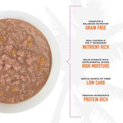 Show full view: Tiki Cat Aloha Friends Chicken & Pumpkin Recipe in Broth Grain-Free Wet Cat Food, 2.5-oz pouch, case of 12 slide 6 of 11