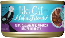 Tiki Cat Aloha Friends Tuna, Calamari & Pumpkin Recipe in Broth Grain-Free Wet Cat Food, 3-oz can, case of 12