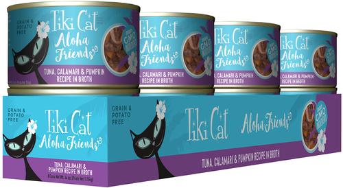 Show full view: Tiki Cat Aloha Friends Tuna, Calamari & Pumpkin Recipe in Broth Grain-Free Wet Cat Food, 5.5-oz can, case of 8 slide 3 of 12