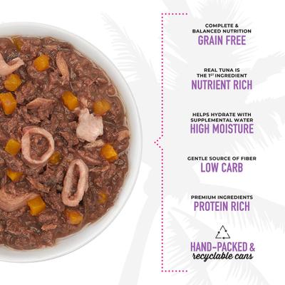 Show full view: Tiki Cat Aloha Friends Tuna, Calamari & Pumpkin Recipe in Broth Grain-Free Wet Cat Food, 5.5-oz can, case of 8 slide 6 of 12