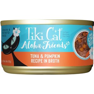 Tiki Cat Aloha Friends Tuna & Pumpkin Recipe in Broth Grain-Free Wet Cat Food, 3-oz can, case of 12