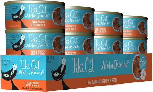Show full view: Tiki Cat Aloha Friends Tuna & Pumpkin Recipe in Broth Grain-Free Wet Cat Food, 3-oz can, case of 12 slide 3 of 12