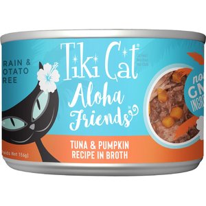 Tiki Cat Aloha Friends Tuna & Pumpkin Recipe in Broth Grain-Free Wet Cat Food, 5.5-oz can, case of 8