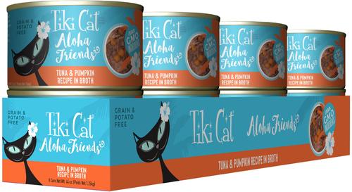 Show full view: Tiki Cat Aloha Friends Tuna & Pumpkin Recipe in Broth Grain-Free Wet Cat Food, 5.5-oz can, case of 8 slide 3 of 12