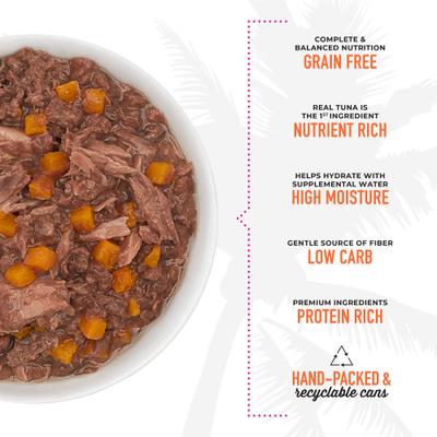 Show full view: Tiki Cat Aloha Friends Tuna & Pumpkin Recipe in Broth Grain-Free Wet Cat Food, 5.5-oz can, case of 8 slide 6 of 12