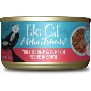 Tiki Cat Aloha Friends Tuna, Shrimp & Pumpkin Recipe in Broth Grain-Free Wet Cat Food, 3-oz can, case of 12