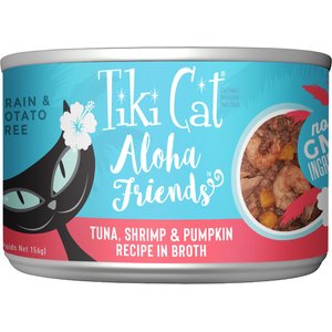 Tiki Cat Aloha Friends Tuna, Shrimp & Pumpkin Recipe in Broth Grain-Free Wet Cat Food, 5.5-oz can, case of 8