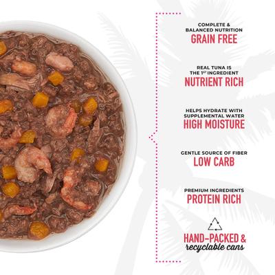 Show full view: Tiki Cat Aloha Friends Tuna, Shrimp & Pumpkin Recipe in Broth Grain-Free Wet Cat Food, 5.5-oz can, case of 8 slide 6 of 12